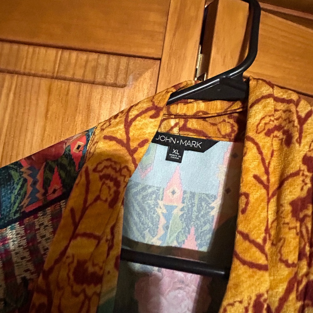 John Mark Multicolor Boho Patchwork Kimono - image 5